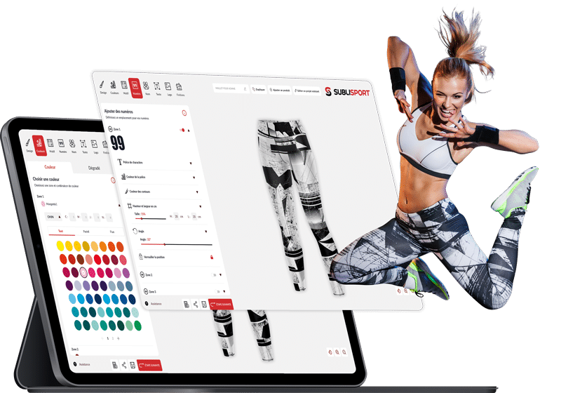 3D Configuratör tablet ekranı - spor ürün konfigürasyonu, gerçek zamanlı özelleştirme arayüzü